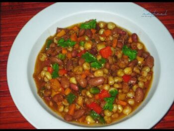 A warm, comforting bowl of traditional Kenyan Githeri featuring soft-boiled maize and beans, prepared fresh at Let's Fry Away.